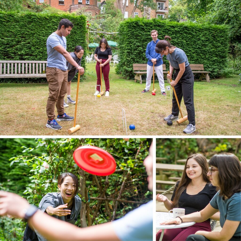 Ragazzi che socializzano nello splendido giardino della scuola